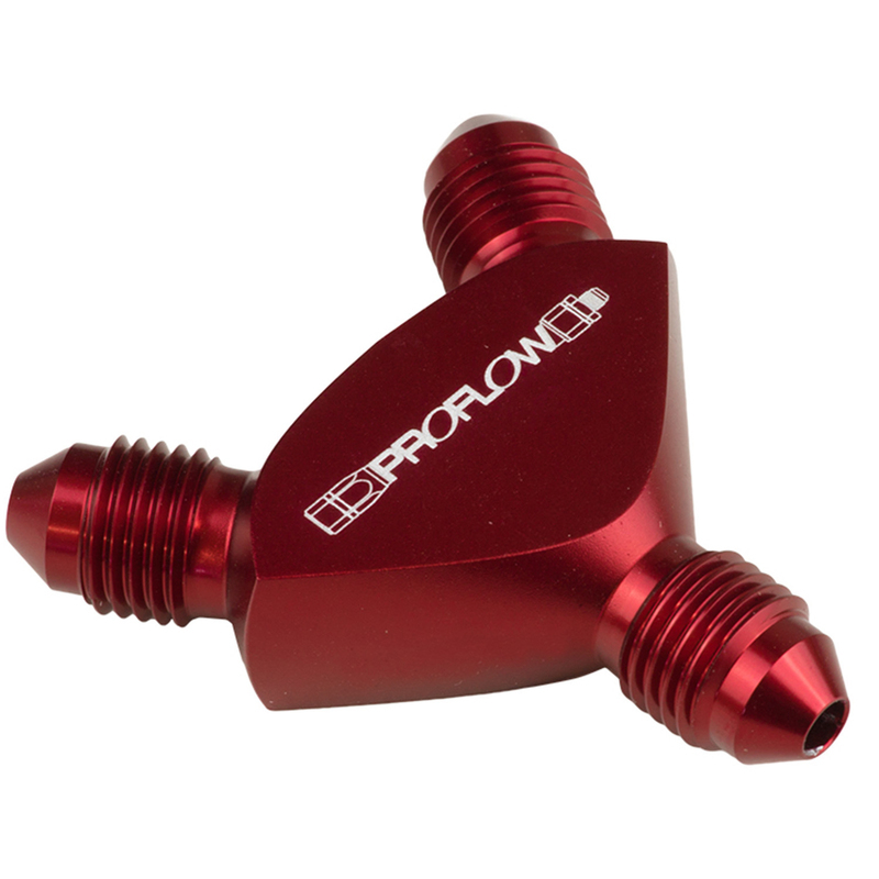 Proflow Fitting Aluminium An Y-adaptor -16an Male To -12an Male X 2, Red