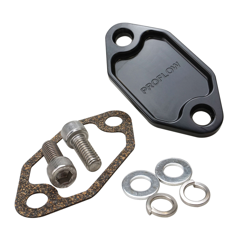 Proflow Fuel Pump BlockOff Plate, Aluminium, Black Anodised, For