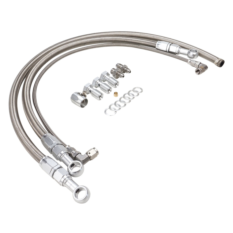 Proflow Turbo Oil & Water Line Feed Kit, Stainless Braided Hose, For ...