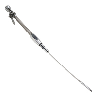 Proflow Engine Dipstick, Braided Stainless Steel, Tumble Polished, Press-In, For Ford, Small Block Windsor, Each