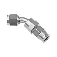 Proflow 5/16in. Tube 45 Degree To Female -06AN Hose End Tube Adaptor, Silver