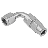 Proflow 5/16in. Tube 90 Degree To Female -06AN Hose End Tube Adaptor, Silver