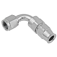 Proflow 3/8in. Tube 90 Degree To Female -06AN Hose End Tube Adaptor, Silver