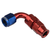Proflow 1/2in. Tube 90 Degree To Female -08AN Hose End Tube Adaptor, Blue/Red