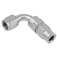 Proflow 1/2in. Tube 90 Degree To Female -08AN Hose End Tube Adaptor, Silver
