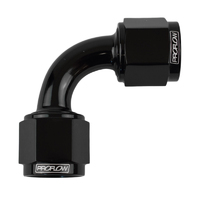 Proflow 90 Degree Female Flare Union Swivel Hose End -06AN, Black