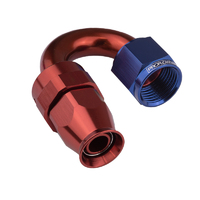 Proflow Aluminium 180 Degree Hose End Hose End For -12AN PTFE Hose, Red/Blue