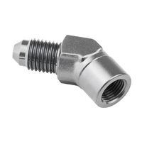 Proflow Female Adaptor 45 Degree Adaptor 1/8in. NPT To Male -03AN, Silver