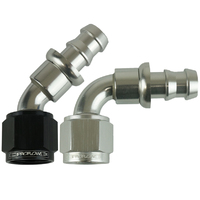 Proflow 45 DEG PUSH ON HOSE END - 4 BLACK/SILVER