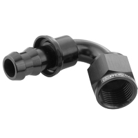 Proflow 120 Degree Push Lock Hose End Barb 1/2'' To Female -08AN, Black