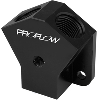 Proflow Billet AN Fuel Block -08AN In -08AN Out w/1/8in. NPT Port, Black