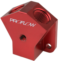 Proflow Billet AN Fuel Block -10AN In -10AN Out w/1/8in. NPT Port, Red