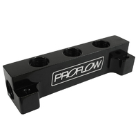 Proflow Fuel Block Log -06AN ORB Side Ports & 3x -06AN ORB Ports, Black