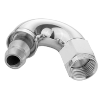 Proflow 150 Degree Fitting Hose End Full Flow Barb to Female -08AN, Polished