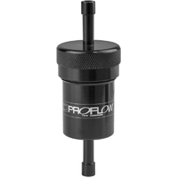 Proflow Fuel Filter Aluminium 1/4in. Hose barb 100 Micron Stainless Steel, Black