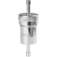 Proflow Fuel Filter Aluminium 3/8in. Hose barb 100 Micron Stainless Steel, Polished Silver