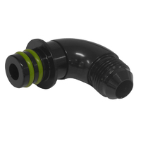Proflow Fitting Transmission Adaptor For Ford ZF to AN Hose End, 90 Degree, Black AN8