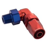 Proflow Fitting, Male Hose End 1/4in. NPT 90 Degree To -08AN Hose, Blue