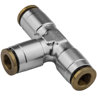 Proflow Fitting, Push To Connect Nylon Tube, Tee 1/4in. Nylon Tube, Silver