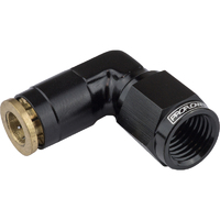 Proflow Fitting, Push To Connect Nylon Tube 90 Degree 1/4in. Nylon Tube To Female -03AN, Black