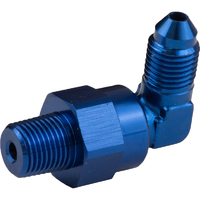 Proflow Adaptor Male -03AN 90 Degree To 1/8in. NPT Swivel, Blue