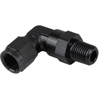 Proflow Adaptor Male -04AN 90 Degree To 1/4in. NPT Swivel, Black