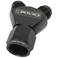 Proflow Y-Block -10AN Female Swivel To Dual -06AN Male, Black