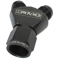 Proflow Y-Block -10AN Female Swivel To Dual -08AN Male, Black