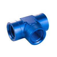 Proflow Fitting Aluminium Adaptor Female Tee -04AN, Blue