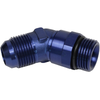 Proflow Adaptor Male -06AN 45 Degree To -06AN Thread Swivel, Blue