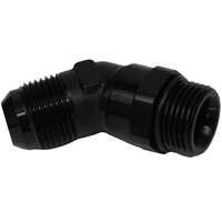 Proflow Adaptor Male -08AN 45 Degree To -06AN Thread Swivel, Black