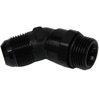 Proflow Adaptor Male -08AN 45 Degree To -10AN Thread Swivel, Black