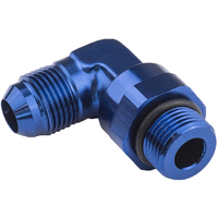 Proflow Adaptor Male -06AN 90 Degree To -06AN Thread Swivel, Blue