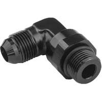 Proflow Adaptor Male -08AN 90 Degree To -08AN Thread Swivel, Black