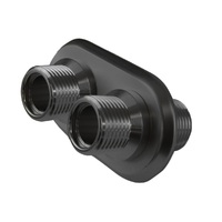 Proflow Firewall Bulkhead Aluminium 2 Port #10, #10 Inline, Black