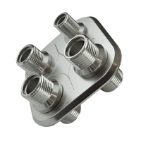 Proflow Firewall Bulkhead Aluminium 4 Port #6, #10 Inline, Polished