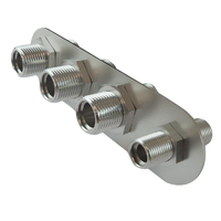 Proflow Firewall Bulkhead Aluminium 4 Port #10, #10 Inline, Polished