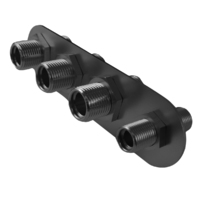 Proflow Firewall Bulkhead Aluminium 4 Port #10, #10 Inline, Black