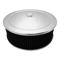 Proflow Air Filter Assembly Round 14in. x 4in., Chrome, Flat Base,