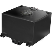 Proflow Fuel Cell, Tank, Sumped, 10Gal (38L), Aluminium, Black 410 x 380 x 260mm, With Sender Two -12 AN Female Outlets