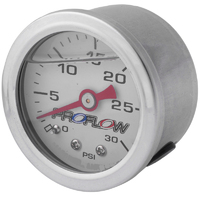 Proflow Fuel Pressure Liquid Filled Gauge 0-30PSI Stainless Body/White Face