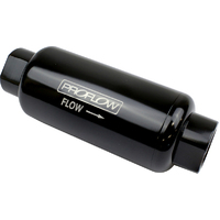 Proflow Fuel Filter, Inline Mount, Billet Aluminium, Black Anodised, 100 Microns, 90mm length -8 AN Inlet/Outlet, Each