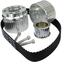Proflow Gilmer Belt Drive Kit, For SB Ford 289/302/351 Windsor, Billet Aluminium, Silver Anodised
