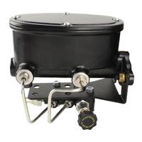 Master Cylinder, Aluminum, Black Powdercoat, 1-1/8 in. Bore, Dual Bowl, Universal, Adjustable Valve Kit