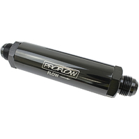 Proflow Oil Filter Billet Aluminium In-Line Black, Stainless Element -10AN