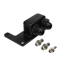 Proflow Oil Block Adaptor, Remote, GM LS, Billet Aluminium, Black Anodised, 90 degree, -10AN Ports