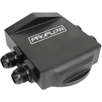 Proflow Remote Oil Filter Mount Billet Black, Standard Filter -10 AN Female or Male orb, Left or Right Side Inlet Port, Each