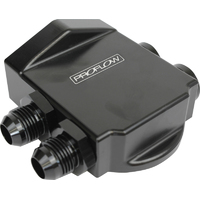 Proflow Remote Oil Filter Mount Billet Black, Small Filter -10 AN Female or Male orb, Left or Right Side Inlet Port, Each