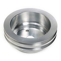 Proflow Pulley, V-Belt Crankshaft SB Chev Long Water Pump 2-Groove, Polished Aluminium