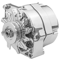 Proflow Alternator Power Spark, 140 Amp 1-Wire, Internal Regulator, Chrome, V-Belt, Chev, For Holden, Commodore, Torana